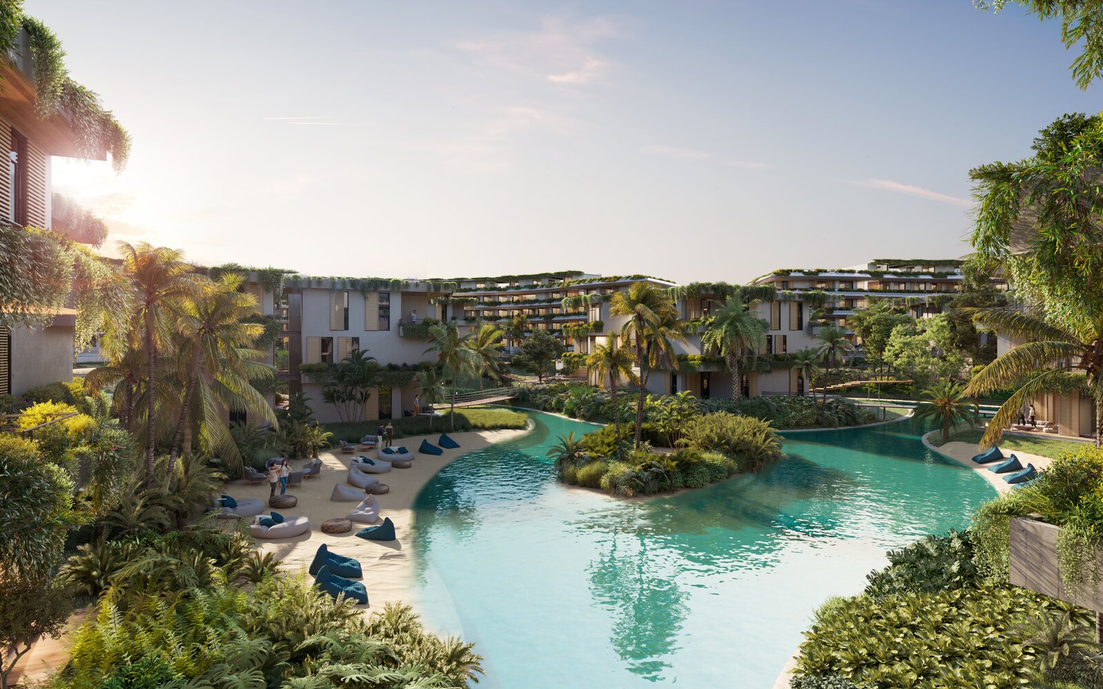 The signature 10,000 m² river pool at Atlántida