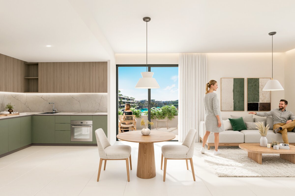 Modern furnished condo interior